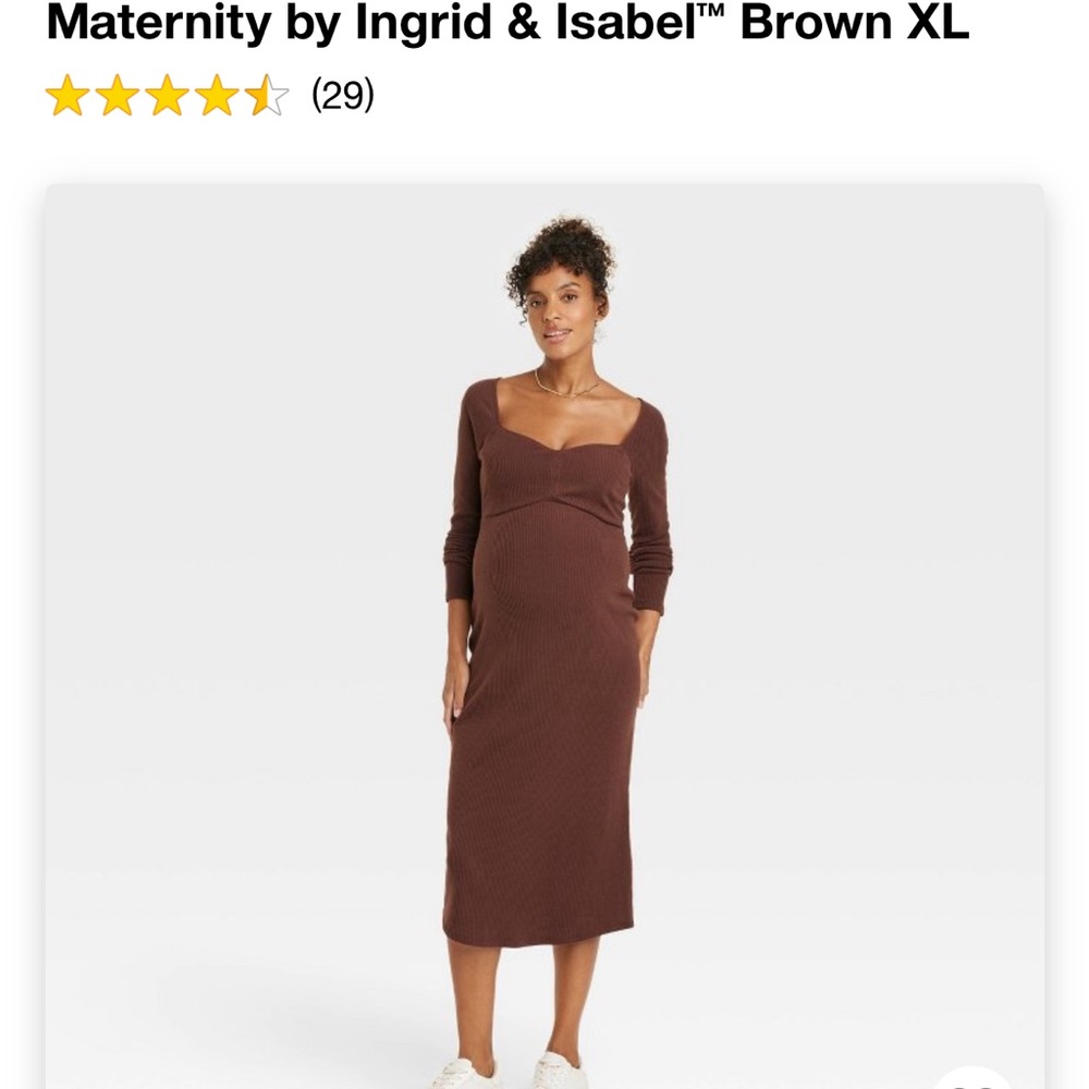Brown long sleeve, maternity dress